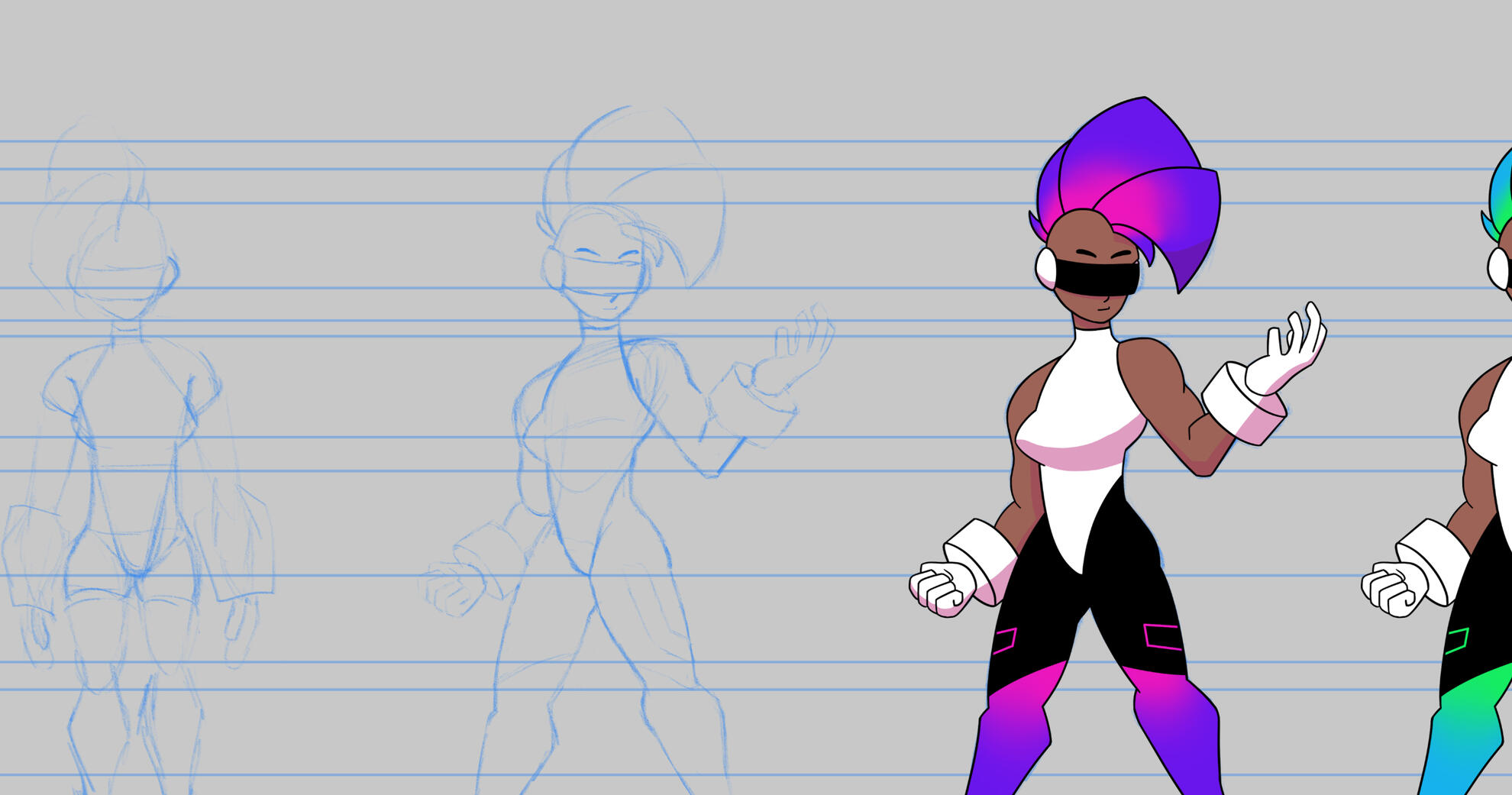 Sketch Thumbnail A thumbnail of the character, Gradinet for the fighting game concept: Tool Bar Clash